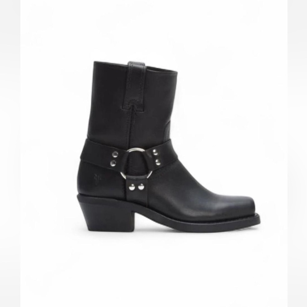 Frye 8r Moto Harness Black Leather Ankle Boots US 7.5